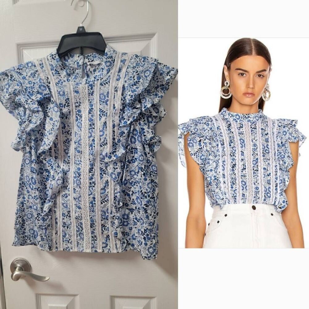 Veronica Beard Sol Floral Ruffle H-neck 6